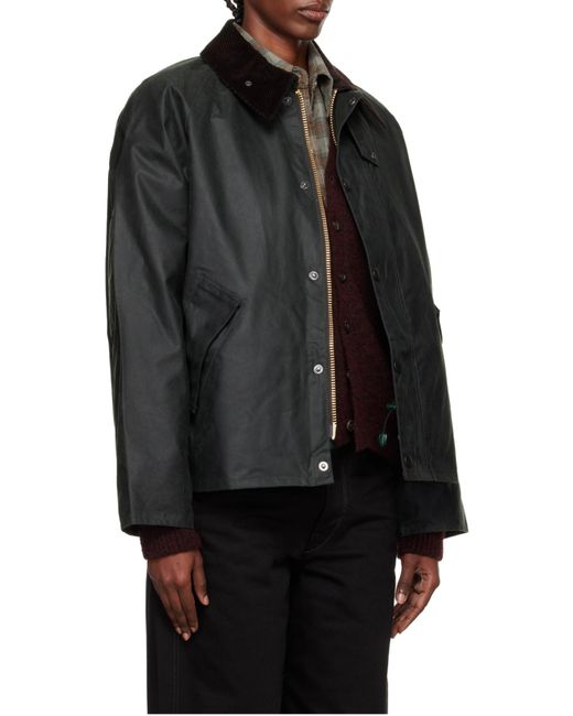 Barbour Black Corduroy Collar Buttoned Jacket for men