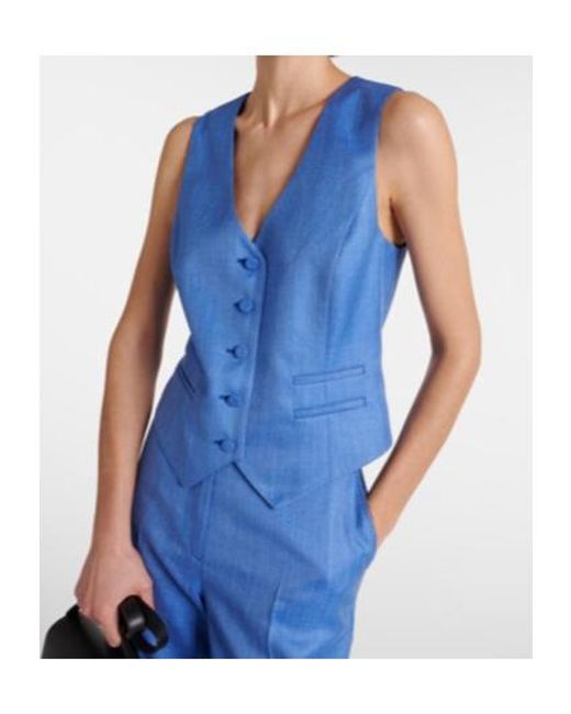 Gabriela Hearst Blue Coleridge Wool, Silk, And Linen Vest