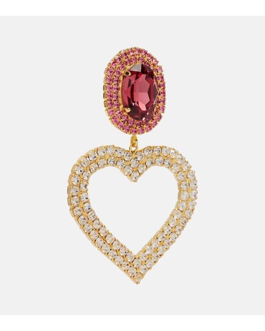 Magda Butrym Pink Crystal-Embellished Clip-On Earrings