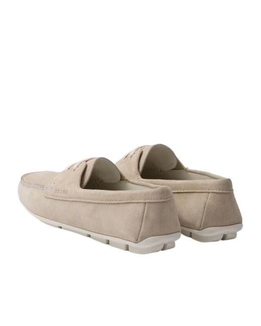 Prada Gray Round-Toe Driving Shoes