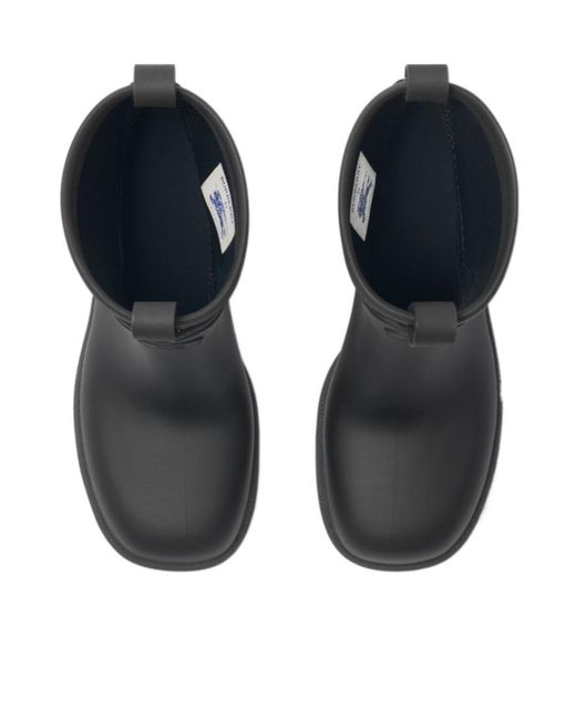 Burberry Black Round-Toe Checked Heeled Boots