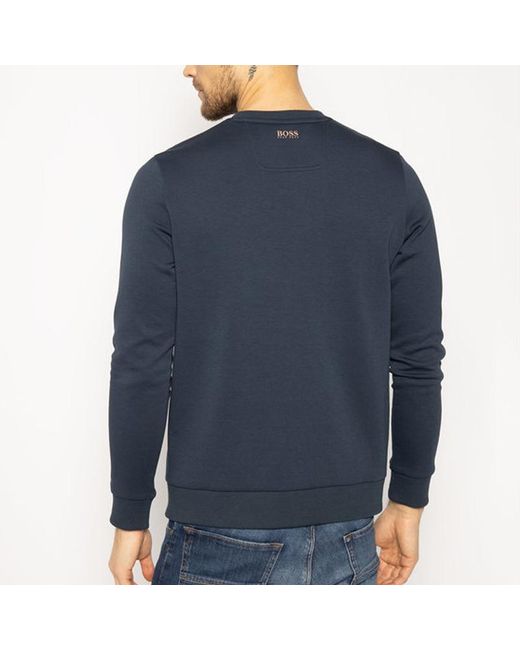 Boss Blue Round-Necked Logo Sweater for men