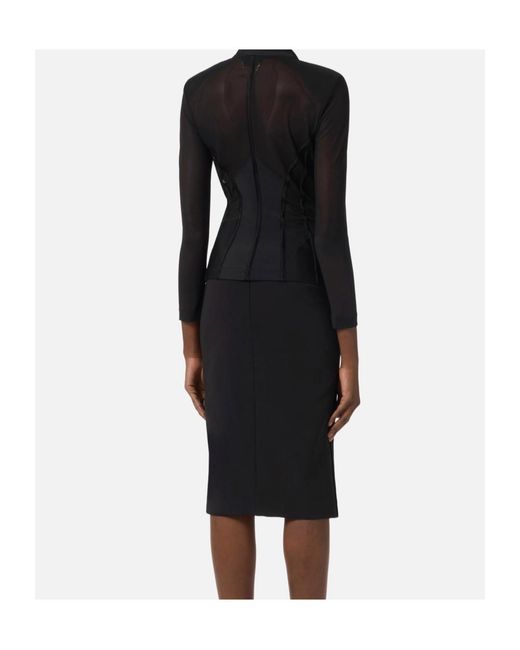 Elisabetta Franchi Black Sheer Panel Bustier Jacket