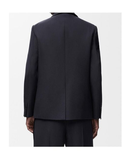 Loewe Blue Anagram Embroidered Single-Breasted Jacket for men