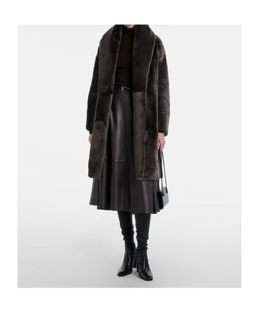 Nour Hammour Black Juno Shearling Wrap Coat