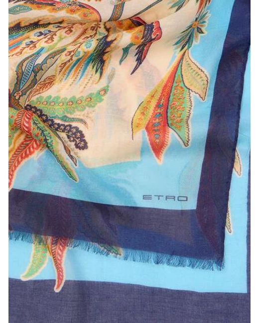 Etro Natural Patterned Frayed-Edge Scarf