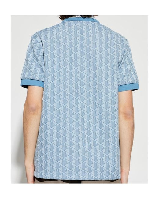 Lacoste Blue Monogram Jacquard Classic Fit Polo Shirt for men