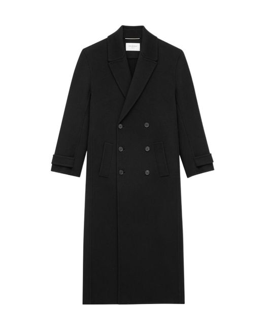 Saint Laurent Black Double-Breasted Long Coat