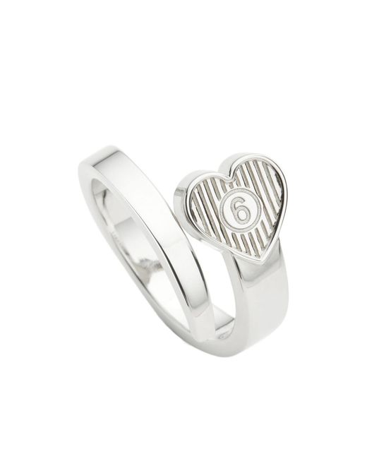 MM6 by Maison Margiela White Arrow Heart Open Ring