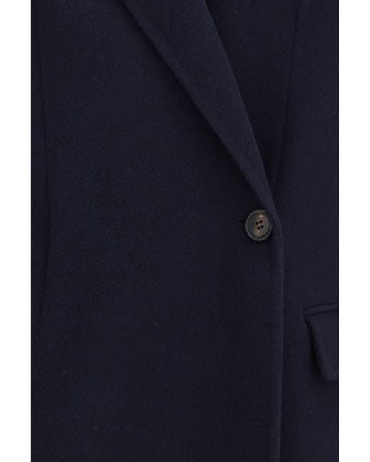 Brunello Cucinelli Blue Single-Breasted Merino Wool Jacket