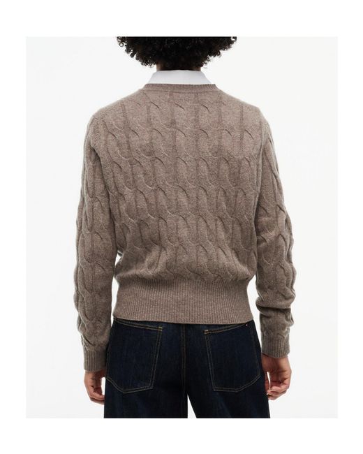 Tommy Hilfiger Brown Crew Neck Cableknit Cardigan