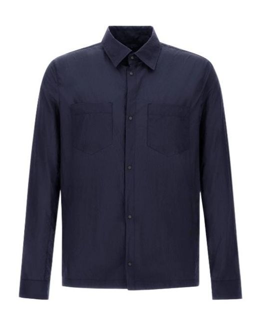 Herno Blue Long Sleeved Utility Overshirt for men