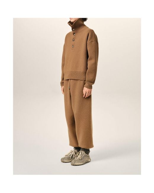 AMI Brown Ami High Buttoned Collar Sweater for men