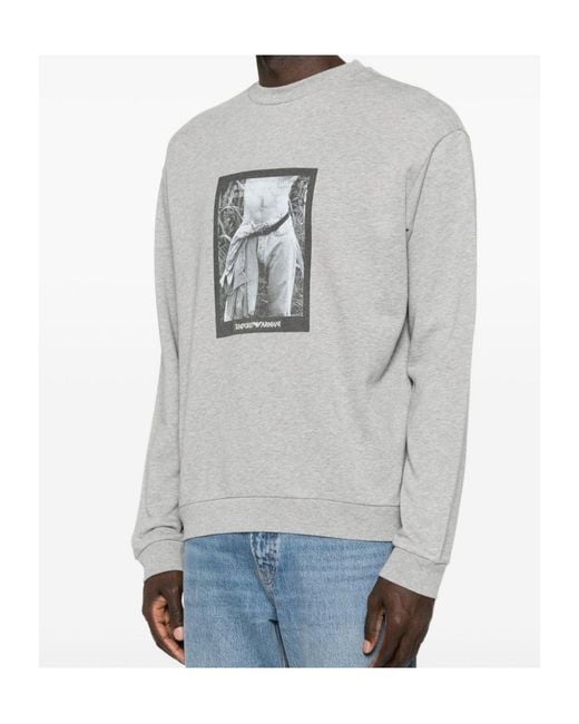 Emporio Armani Gray Graphic-Print Crew-Neck Sweatshirt for men