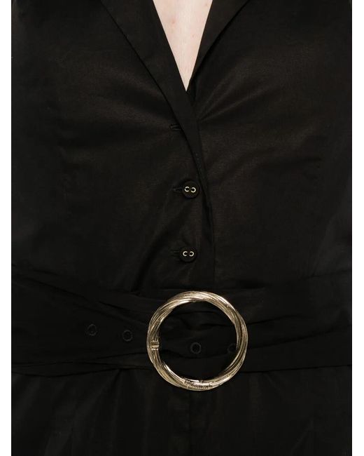 Twinset Black Collared Belted Jumpsuit