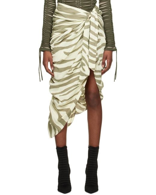 Balmain White Zebra-Print Midi Skirt