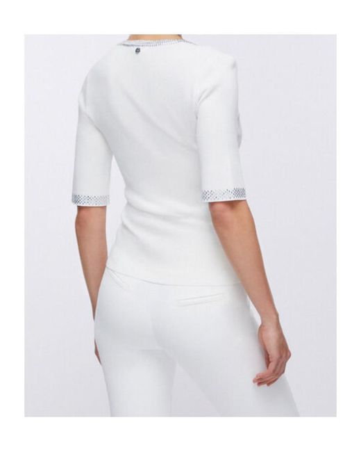 Liu Jo Natural Embellished V-Neck Jumper