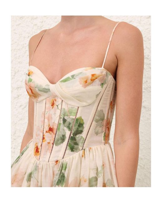 Zimmermann Natural Carousel Corset Mini Dress