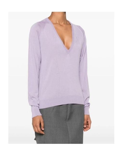 Lanvin Purple V-Neck Sweater