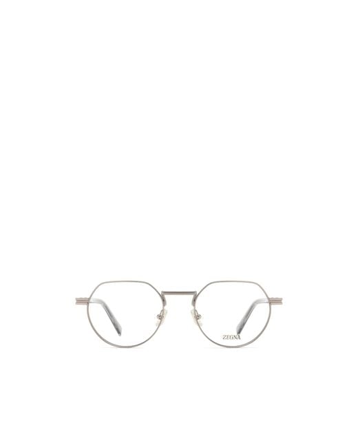 Zegna White Ez5286 Round Glasses for men