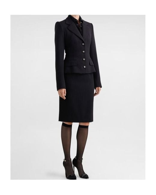 Dolce & Gabbana Black Dg Logo Plaque Midi Pencil Skirt