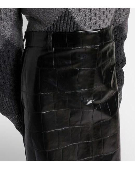 Stella McCartney Black Croco Pencil Skirt