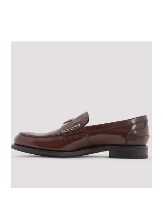 Prada Brown Triangle-Logo Slip-On Loafers for men