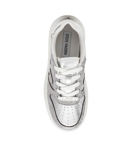 Steve Madden Gray Rhinestone-Embellished Platform Sneakers