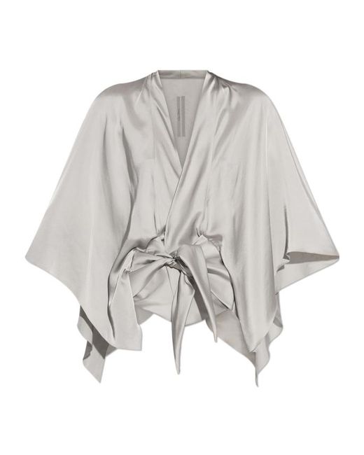Rick Owens Gray Half Moon Tie-Front Blouse