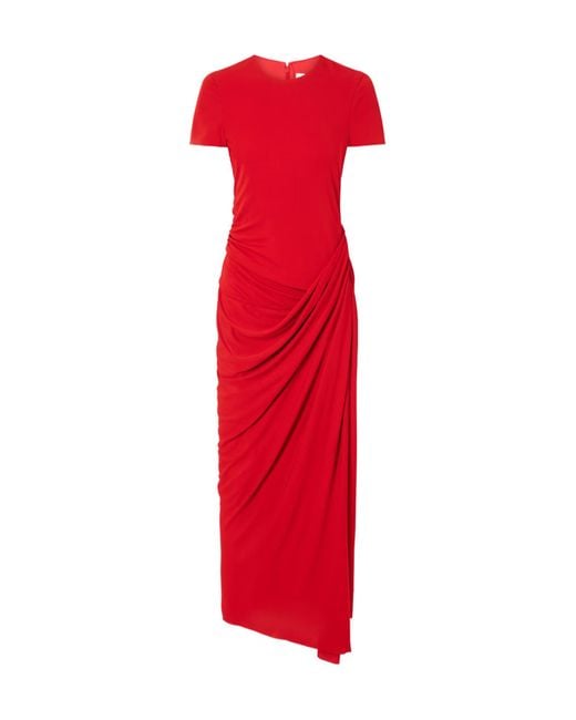 Erdem Red Crew Neck Short-Sleeve Midi Dress