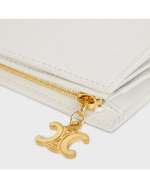 Céline White Compact Wallet Triomphe Charms