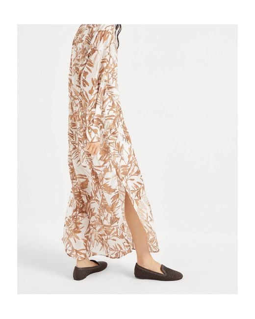 Brunello Cucinelli Natural Herbarium-Print Shirt Dress