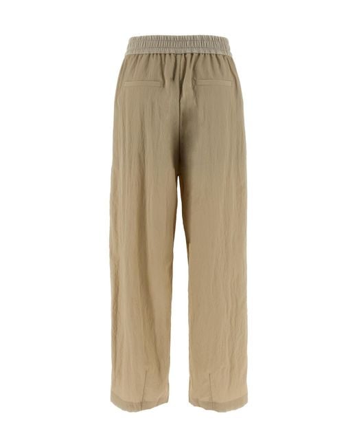 Brunello Cucinelli Natural Straight-Leg Drawstring Trousers