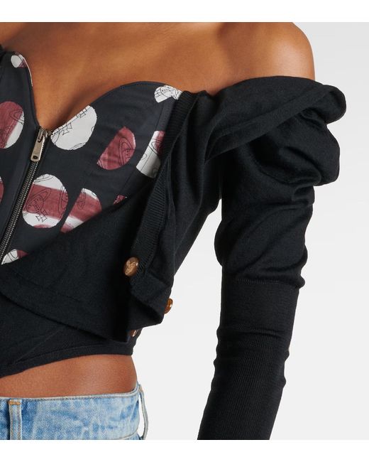 Vivienne Westwood Black Puff-Shoulder Wool And Silk Top