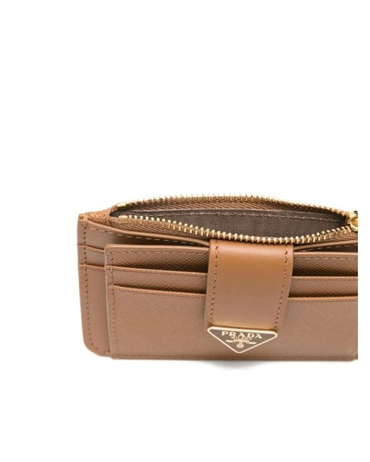 Prada Natural Saffiano And Smooth Leather Card Holder