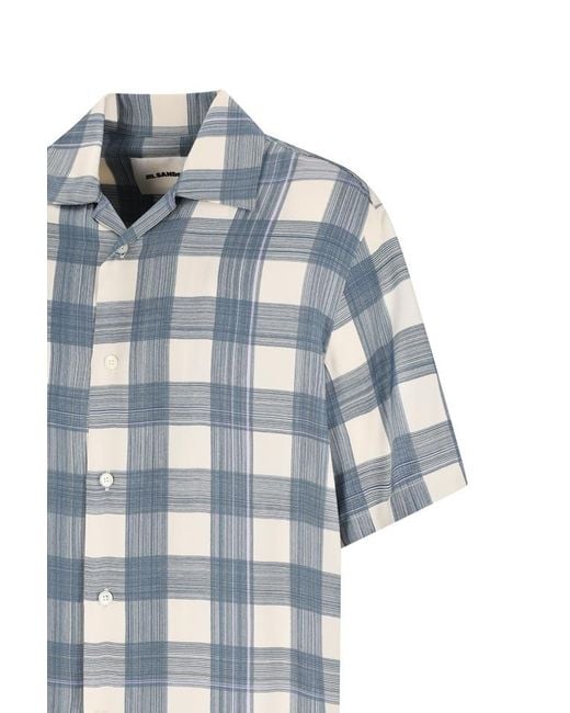Jil Sander Blue Checked Button-Up Shirt for men
