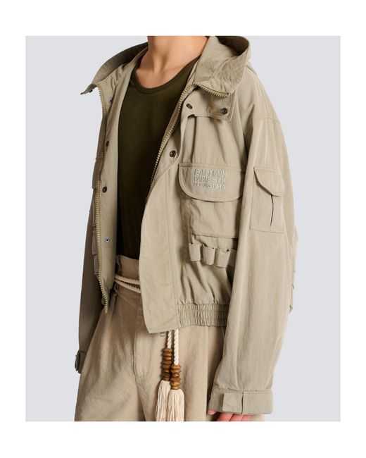 Balmain Natural Stamp Cargo Jacket for men