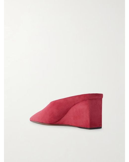 Alaïa Red Pointed-Toe Wedge Mules