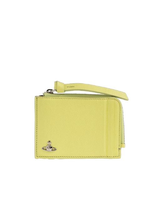 Vivienne Westwood Yellow Zip Card Holder Wallet