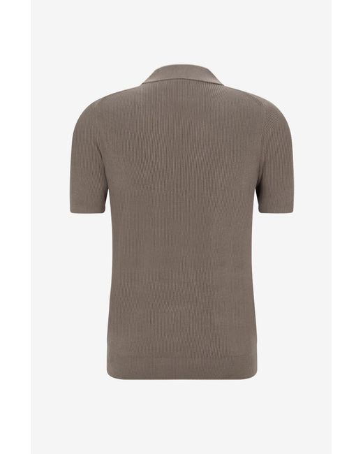 Brunello Cucinelli Gray Collared Short-Sleeved Polo Shirt for men