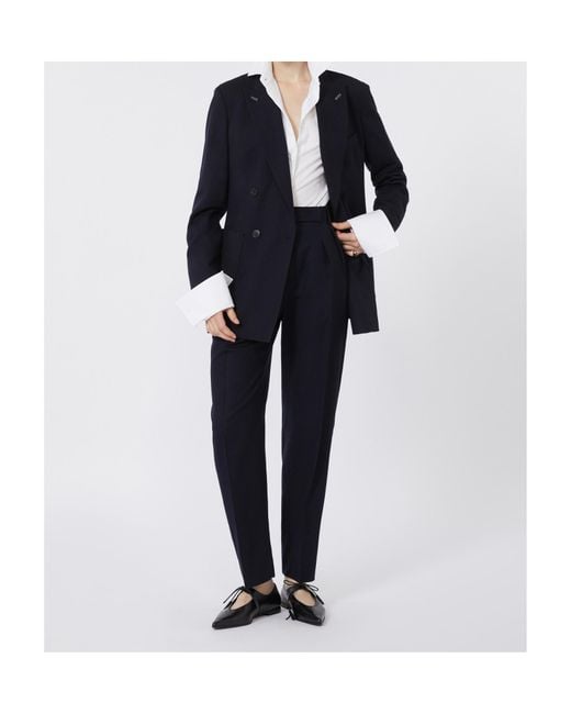 Max Mara Blue Double-Breasted Wool Blazer