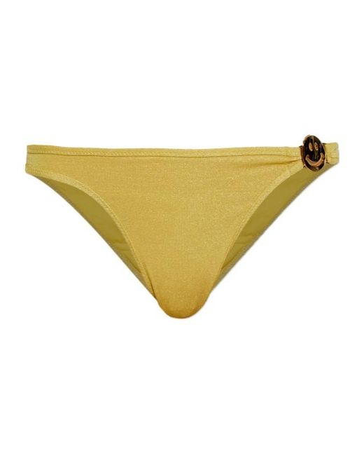 Moschino Yellow X Smiley Logo Plaque Bikini Bottoms