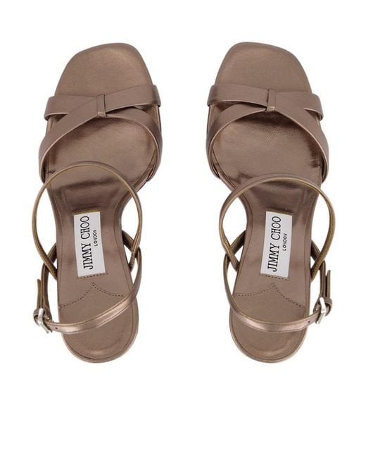 Jimmy Choo Brown Elsy 85 Heeled Sandals