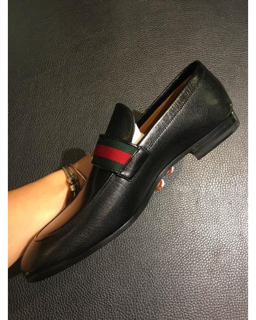 Gucci Black Gg Web Loafers for men