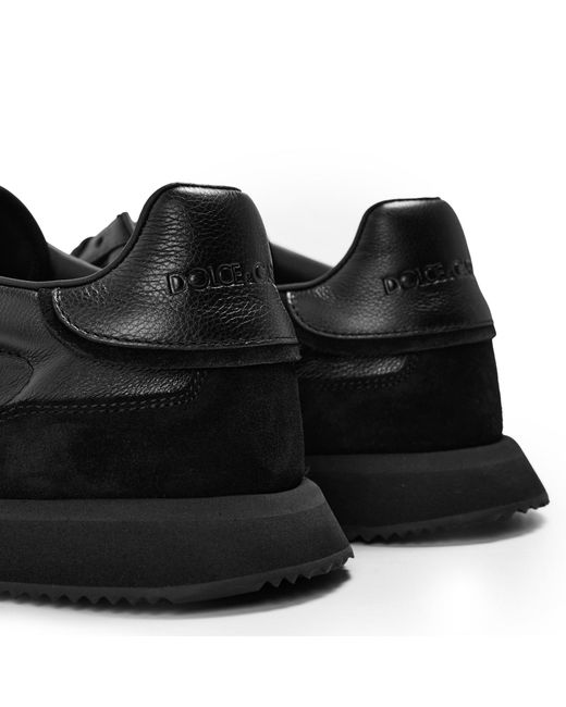 Dolce & Gabbana Black Leather Runners for men