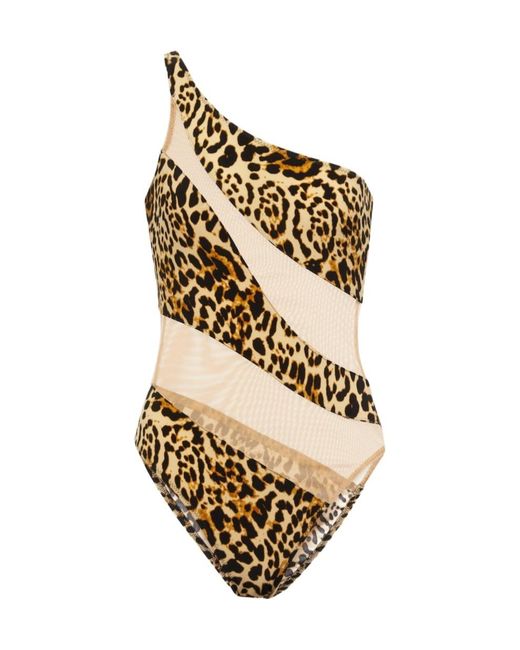 Norma Kamali Metallic Snake Mesh Mio Asymmetric Swimsuit