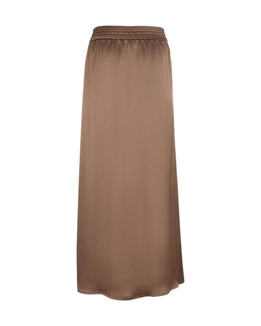 Herno Brown Elasticated-Waist Midi Skirt