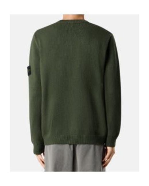 Stone Island Green Logo Patch Crewneck Sweatshirt for men