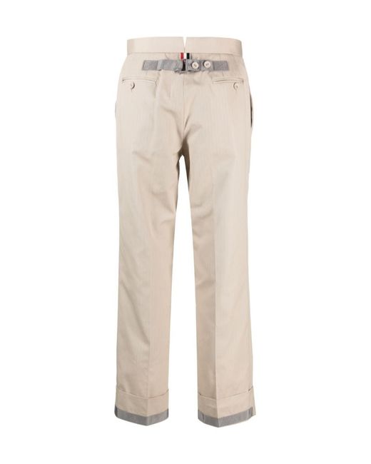 Thom Browne Natural Mid-Rise Cropped Trousers for men