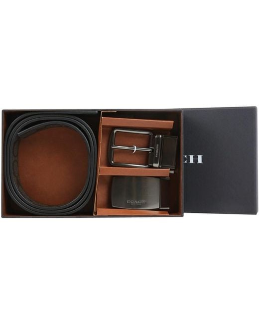 COACH Black Logo Embossed Belt for men